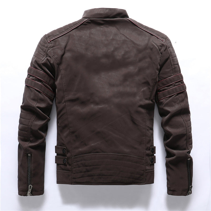 Herren-Motorradjacke mit cargoelementen | reißverschlussführung