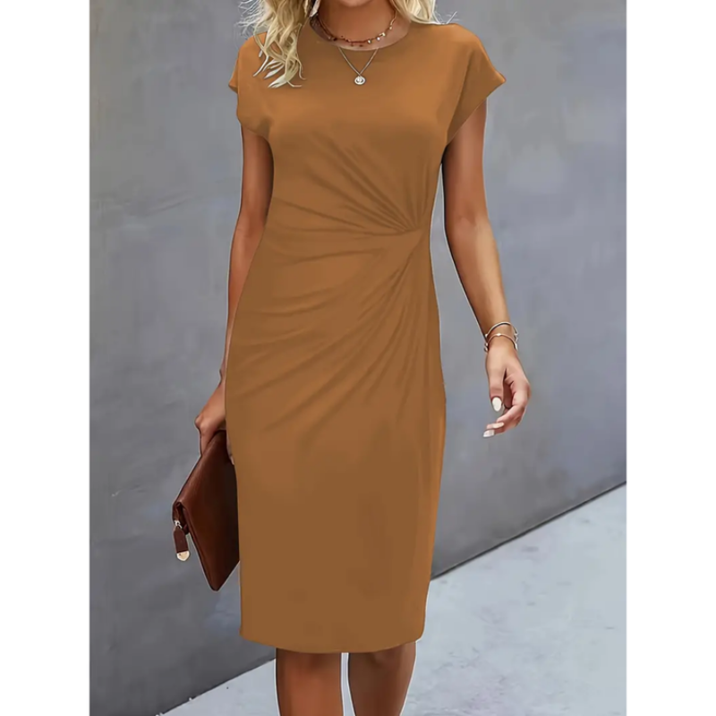 Damen-Midikleid mit Kurzarm | formale Linienführung