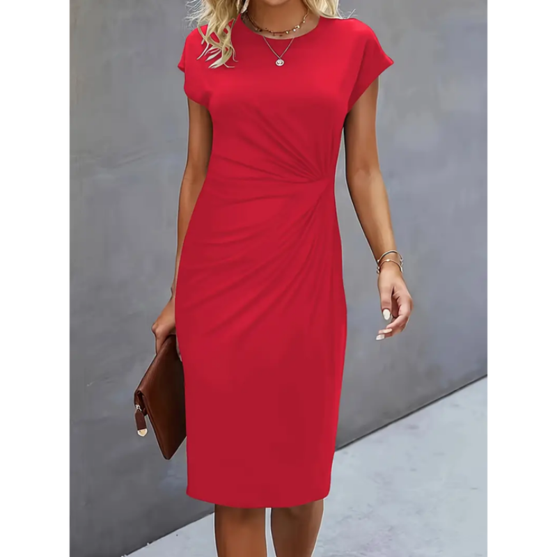 Damen-Midikleid mit Kurzarm | formale Linienführung