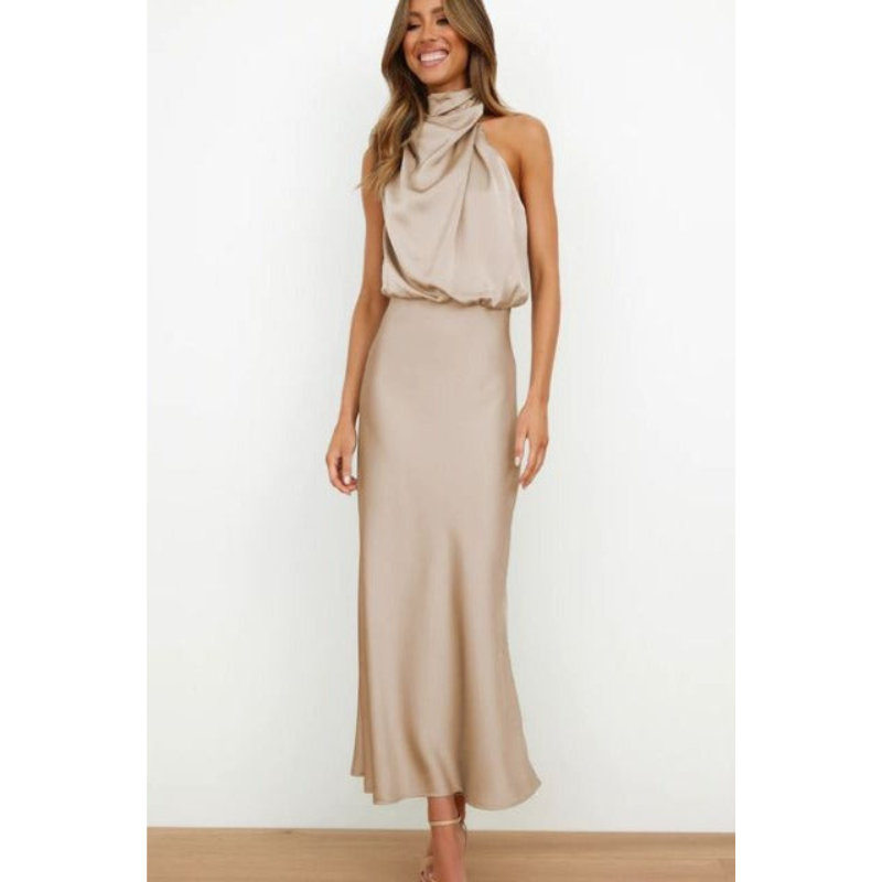 Damen-Abendkleid mit Neckholder-Ausschnitt | Midi-Länge