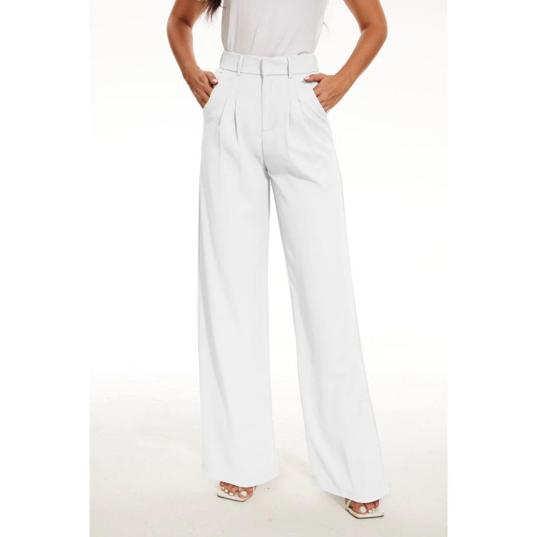 Damen-Hose mit Hoher Taille | weite Beinführung