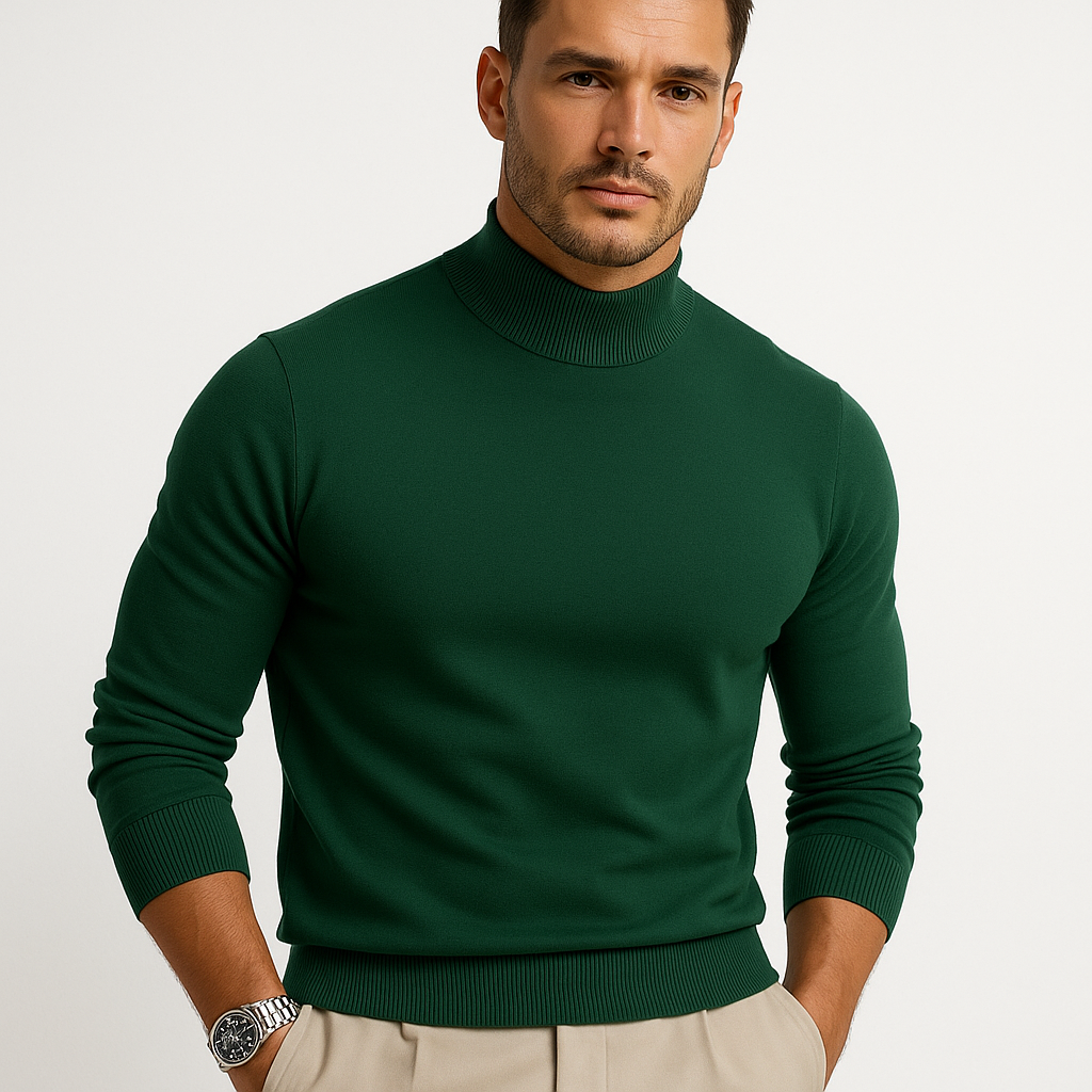 Herrenpullover | Rollkragen Langarm Pullover Körpernahe Passform