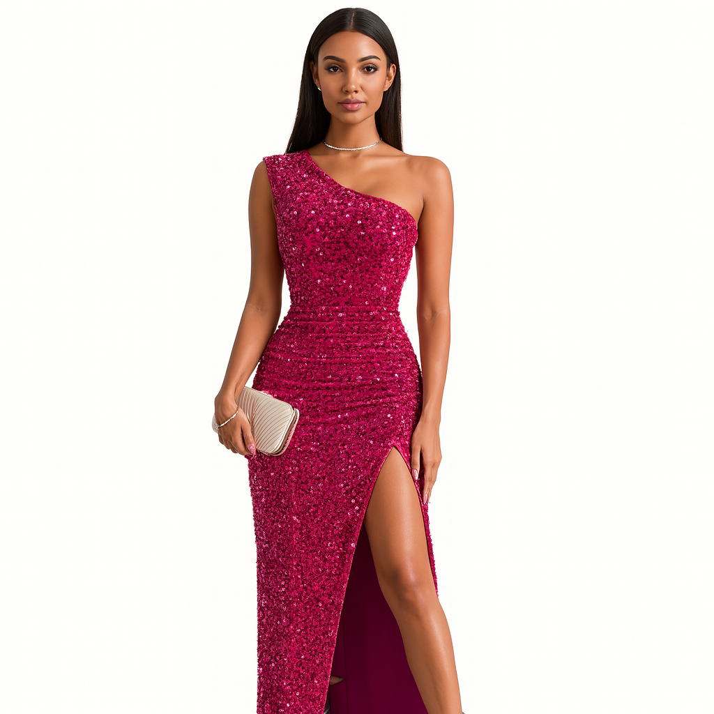 Damenkleid | Körperbetonte Passform asymmetrischer Ausschnitt
