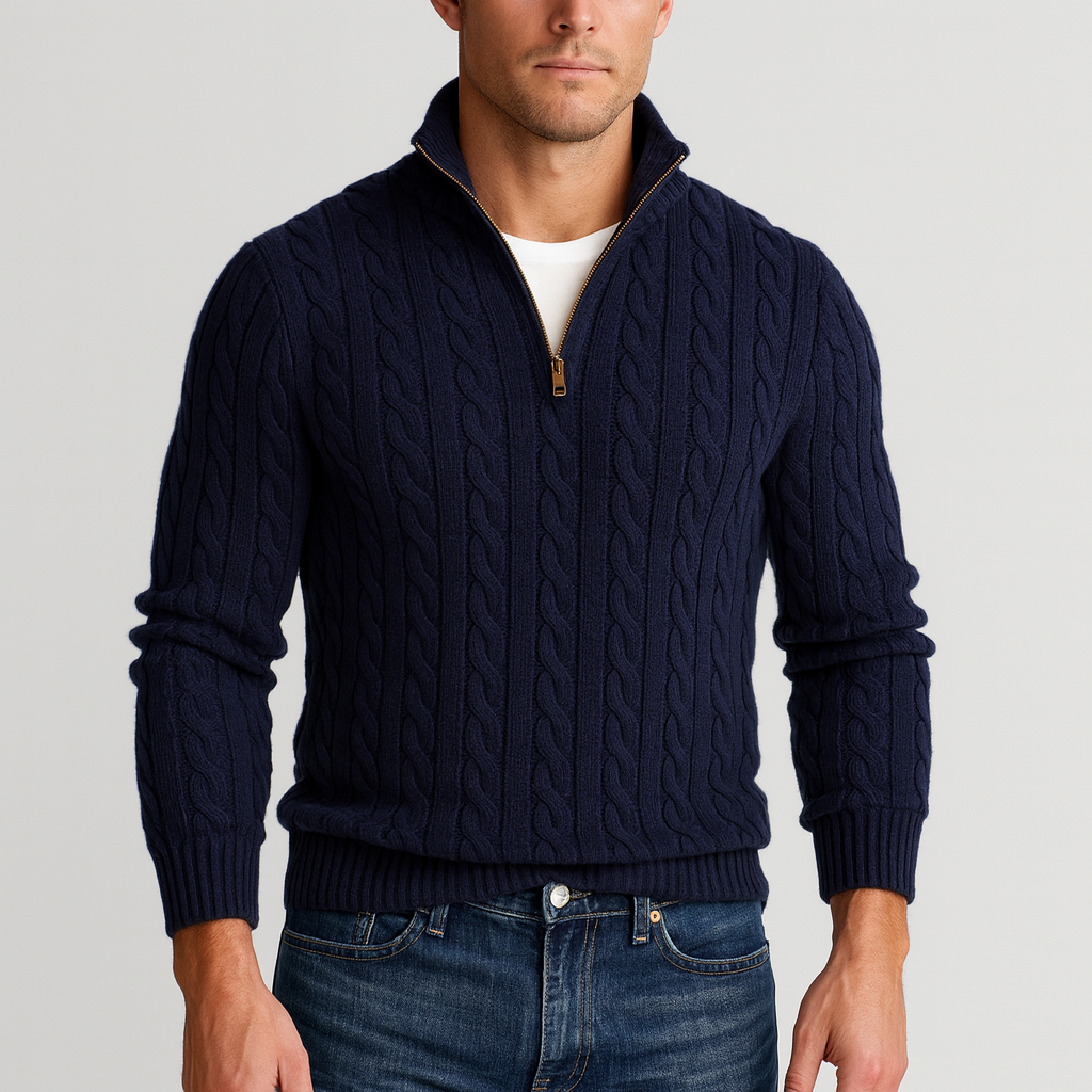 Herren Pullover | Stehkragen mit teilweiser Öffnung