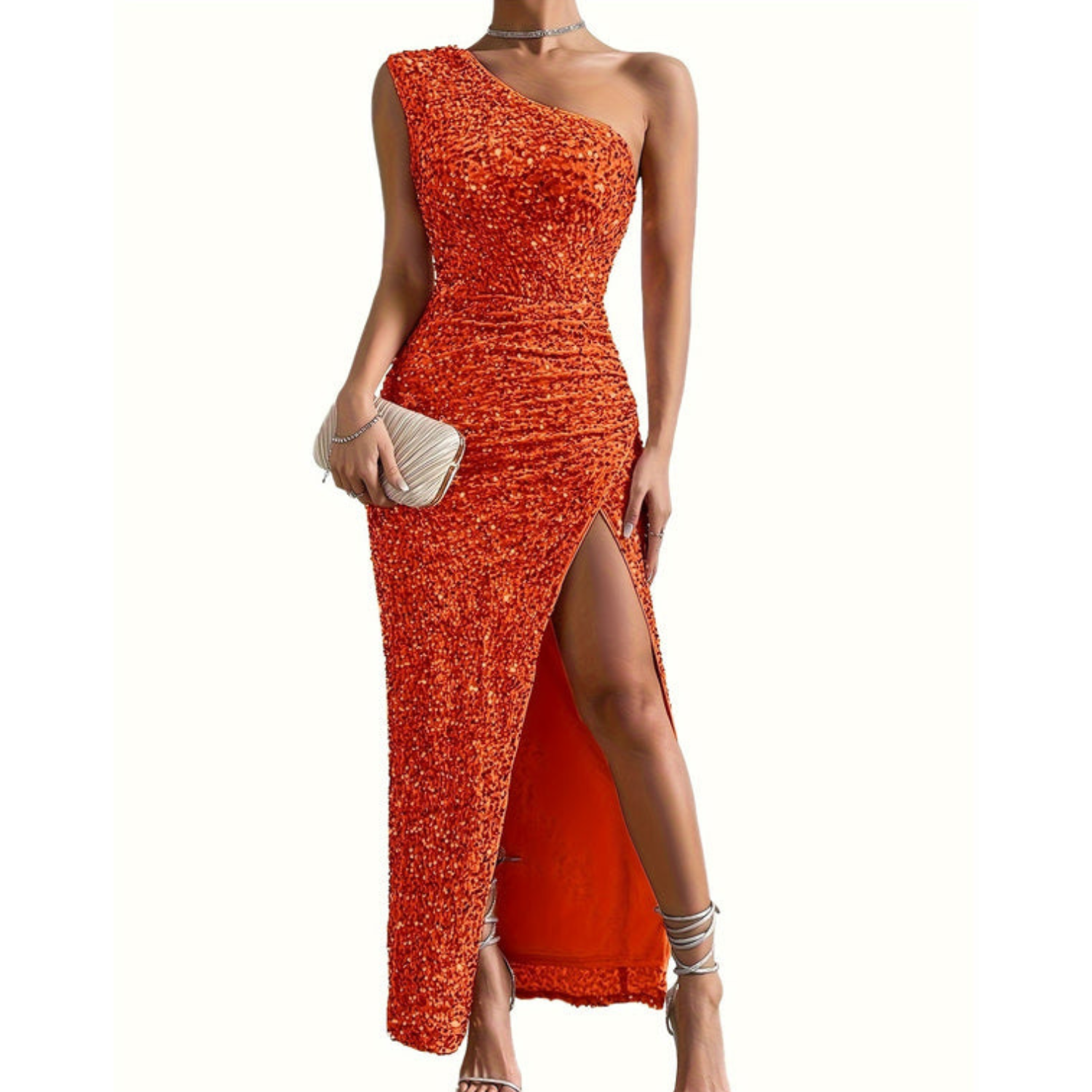 Damenkleid | Körperbetonte Passform asymmetrischer Ausschnitt