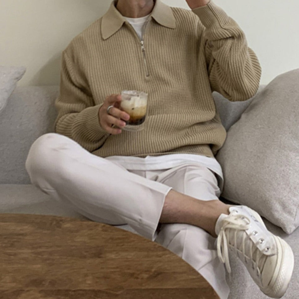 Herren Pullover | Durchgehender Reißverschluss klare Silhouette