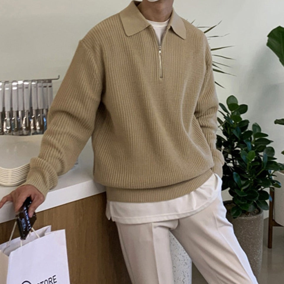 Herren Pullover | Durchgehender Reißverschluss klare Silhouette