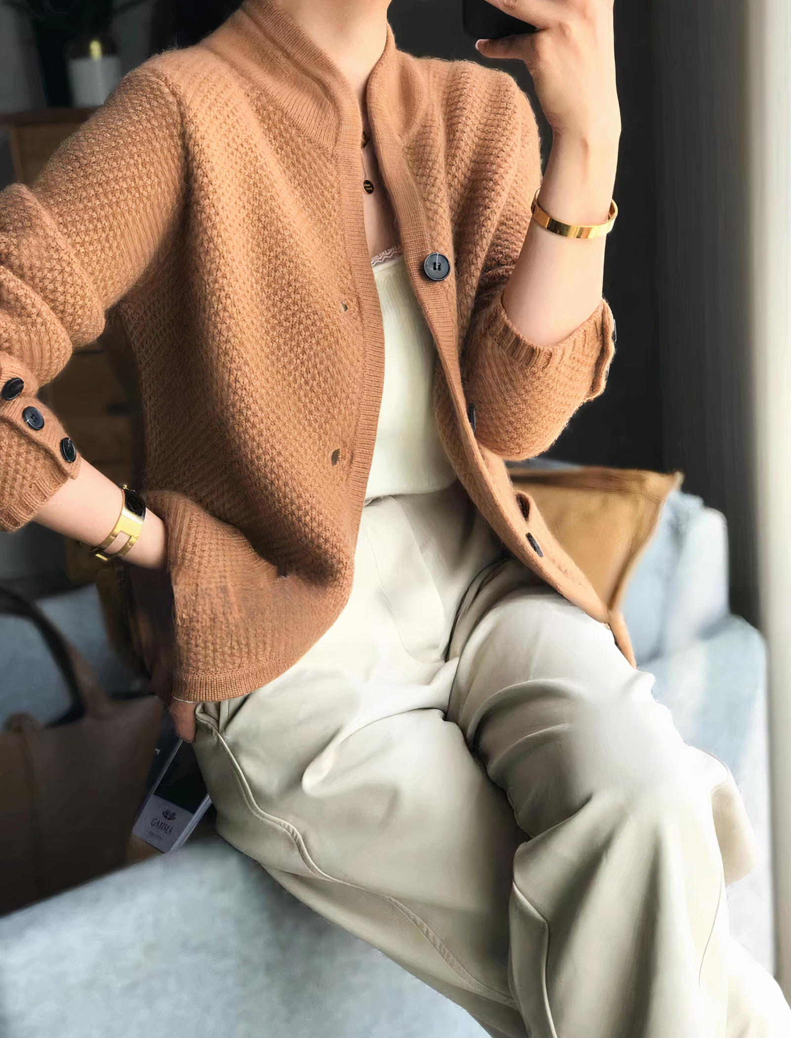 Lässige Strickjacke für Damen | Mit Knopfleiste