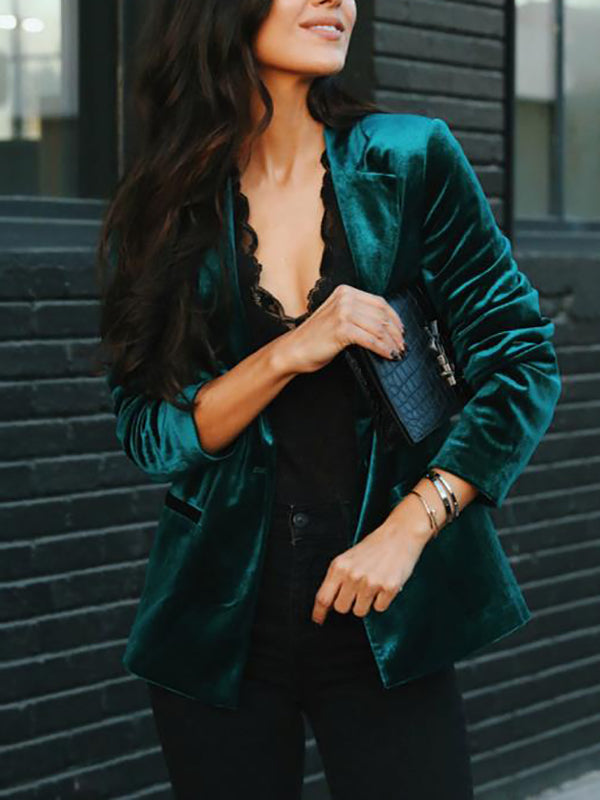 Damen-Blazer mit Samtoberfläche | strukturierte Ausführung