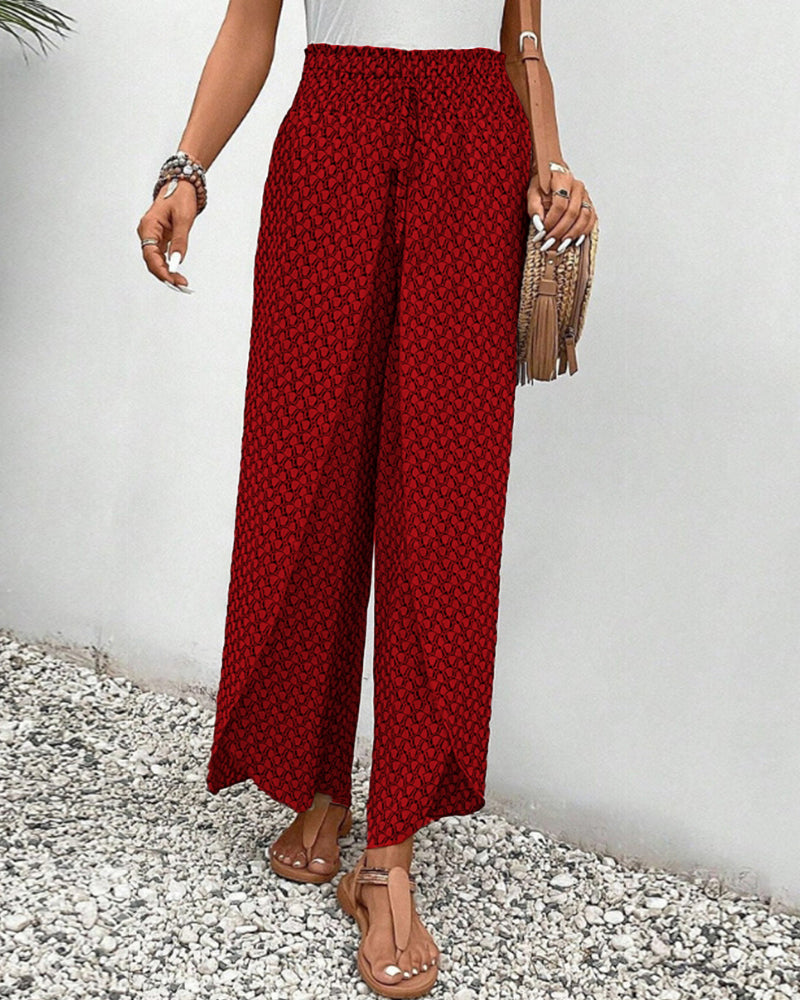Damen Hose Sommer | hohe Taille und geometrisches Muster