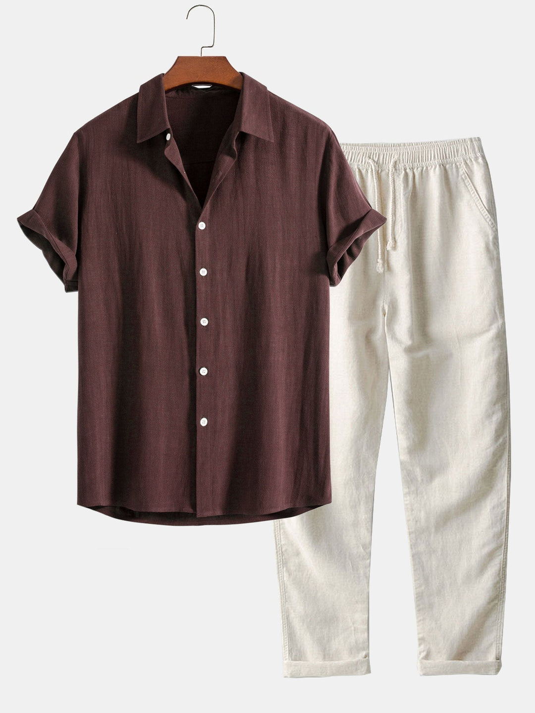 Herren Set | Hemd mit Stehkragen und Hose mit geradem Bund