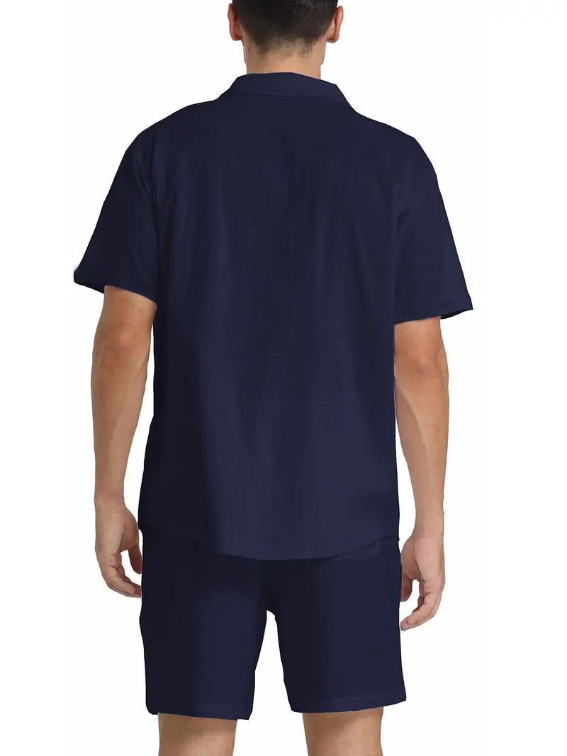 Herren Set | Kurzarm-Hemd mit Knopfleiste und Shorts