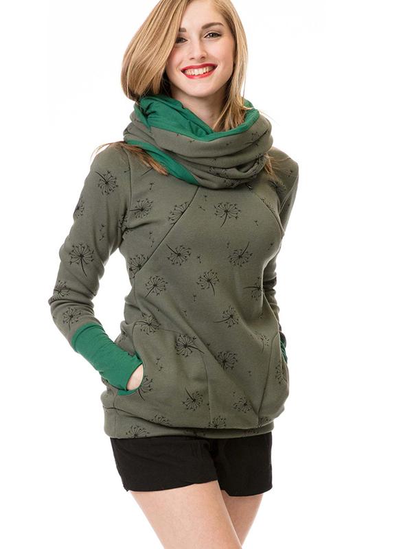 Stillpullover Damen | Kapuze mit Reißverschluss und Taschen