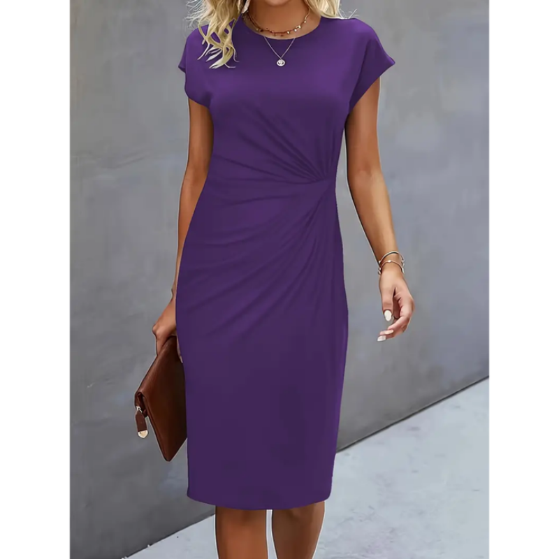Damen Kleid Midi | kurzärmlige Ausführung mit klarer Form