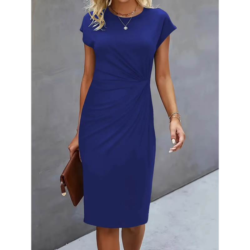 Damen-Midikleid mit Kurzarm | formale Linienführung
