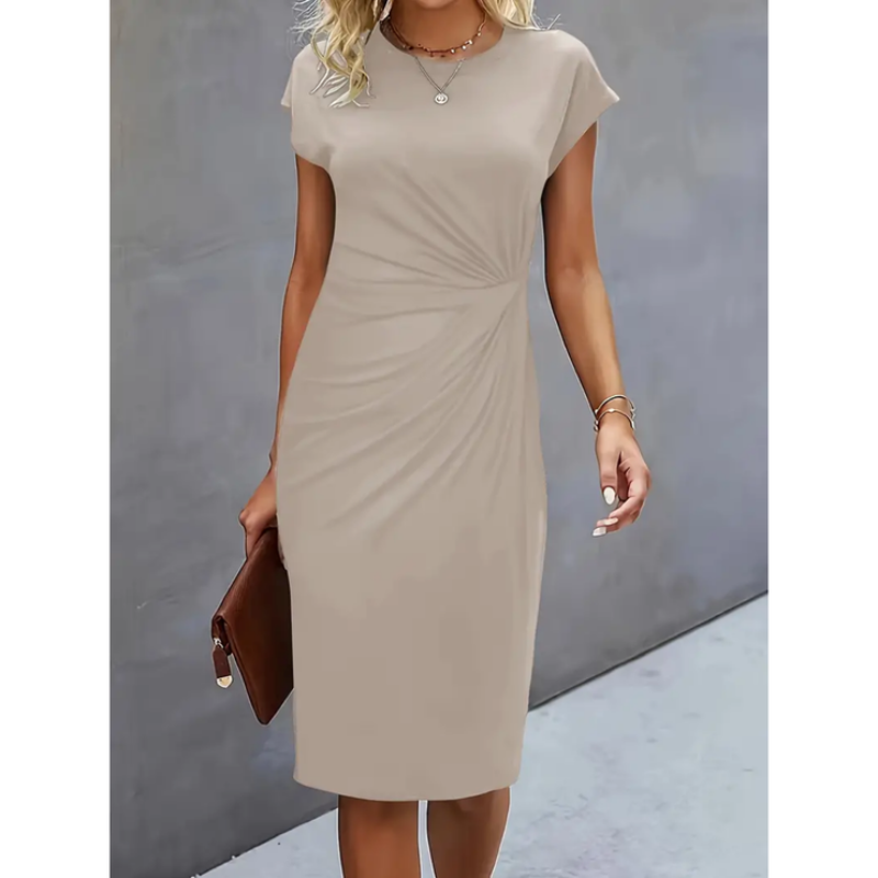Damen-Midikleid mit Kurzarm | formale Linienführung
