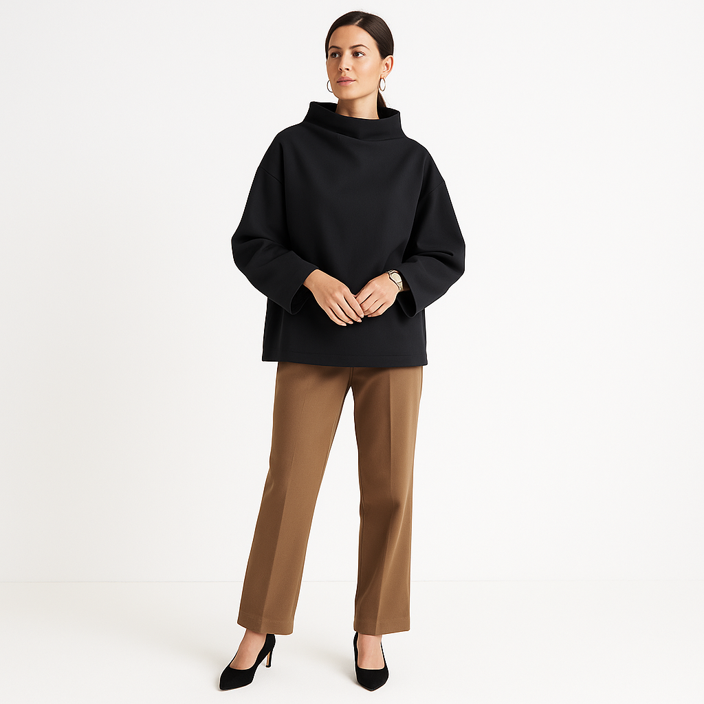 Damen Rollkragenpullover | Eleganter Pullover in Schwarz