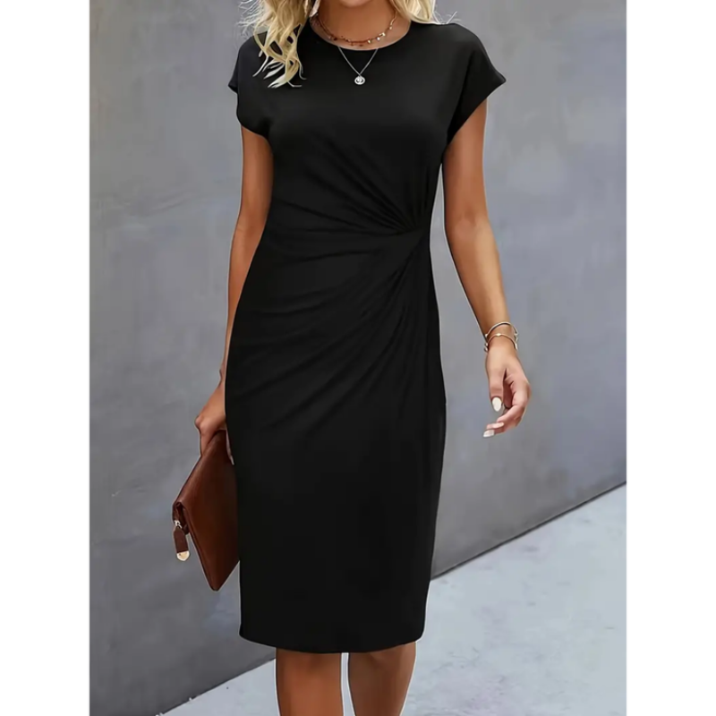 Damen Kleid Midi | kurzärmlige Ausführung mit klarer Form