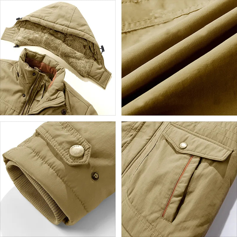 Herren Winterjacke | Abnehmbare Kapuzenform mit robuster Struktur