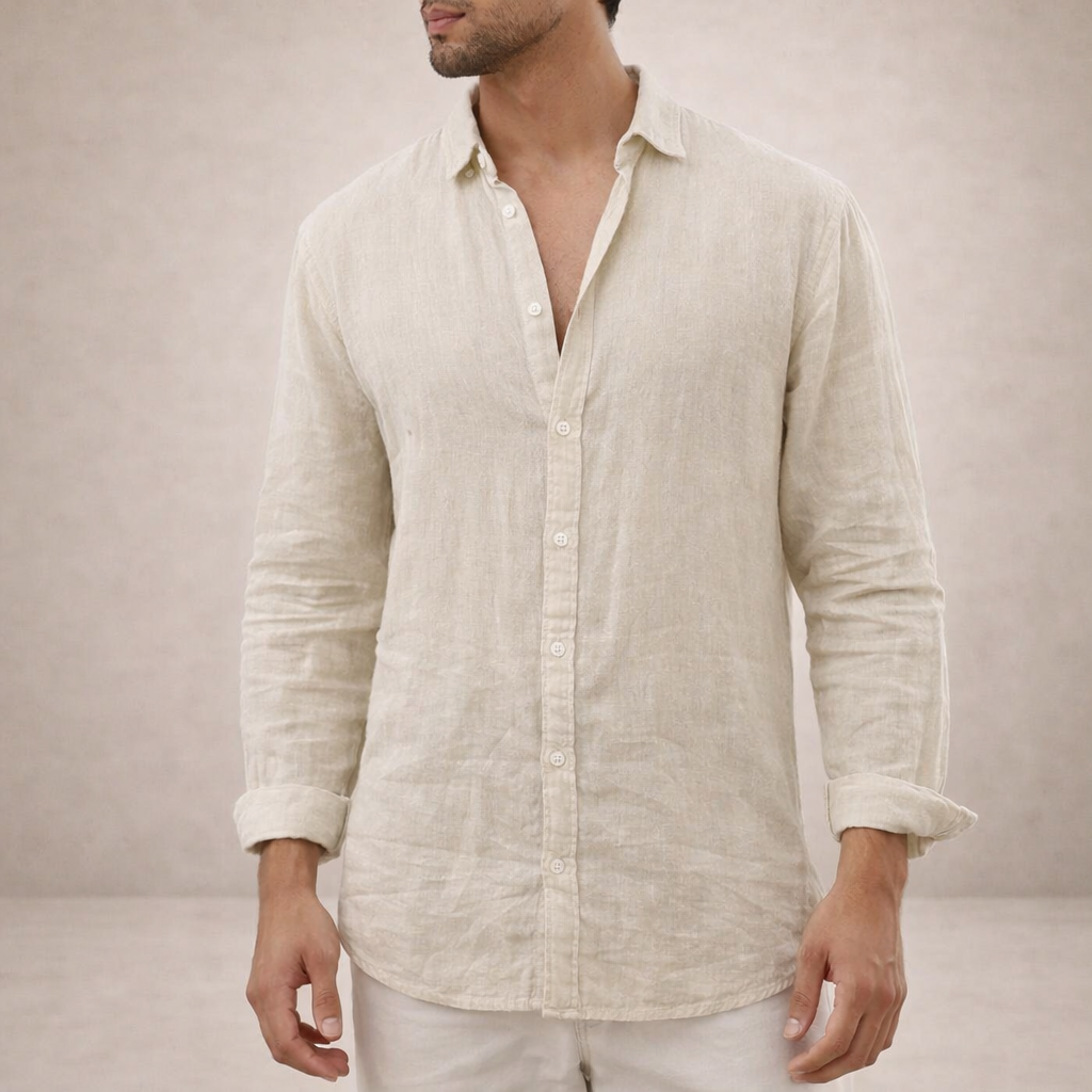 Herren Hemd | offene Kragenlinie mit Knopfleiste