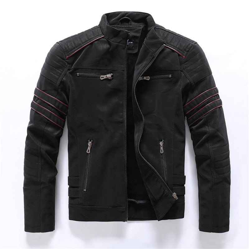 Herren-Motorradjacke mit cargoelementen | reißverschlussführung