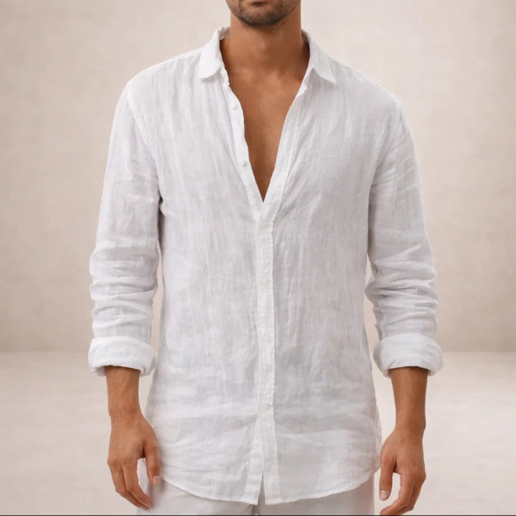 Herren Hemd | offene Kragenlinie mit Knopfleiste