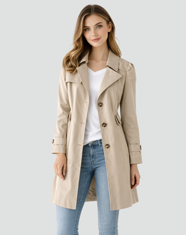 Damen Mantel | Reverskragen mit Knopfleiste und Taschen