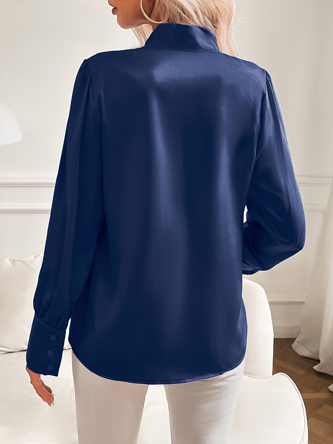 Damen Bluse | Strukturierte Ausführung mit Schleifenkragen