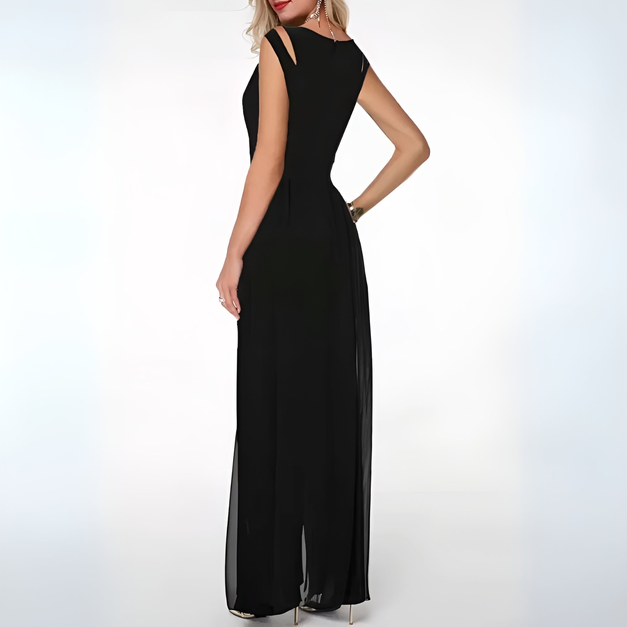 Damen Jumpsuit Ärmellos | weites Bein und lockerer Formverlauf