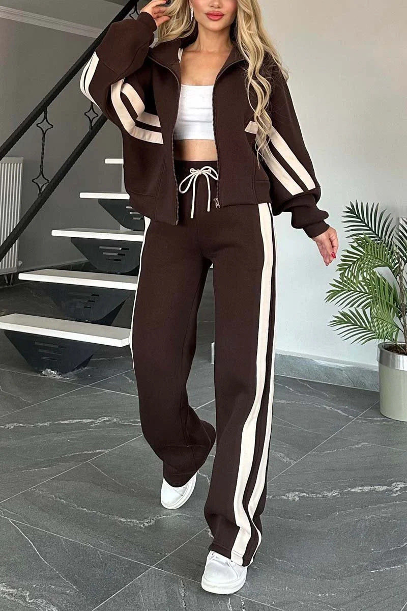Damen Zweiteiler | Reißverschlussjacke mit Seitenstreifen