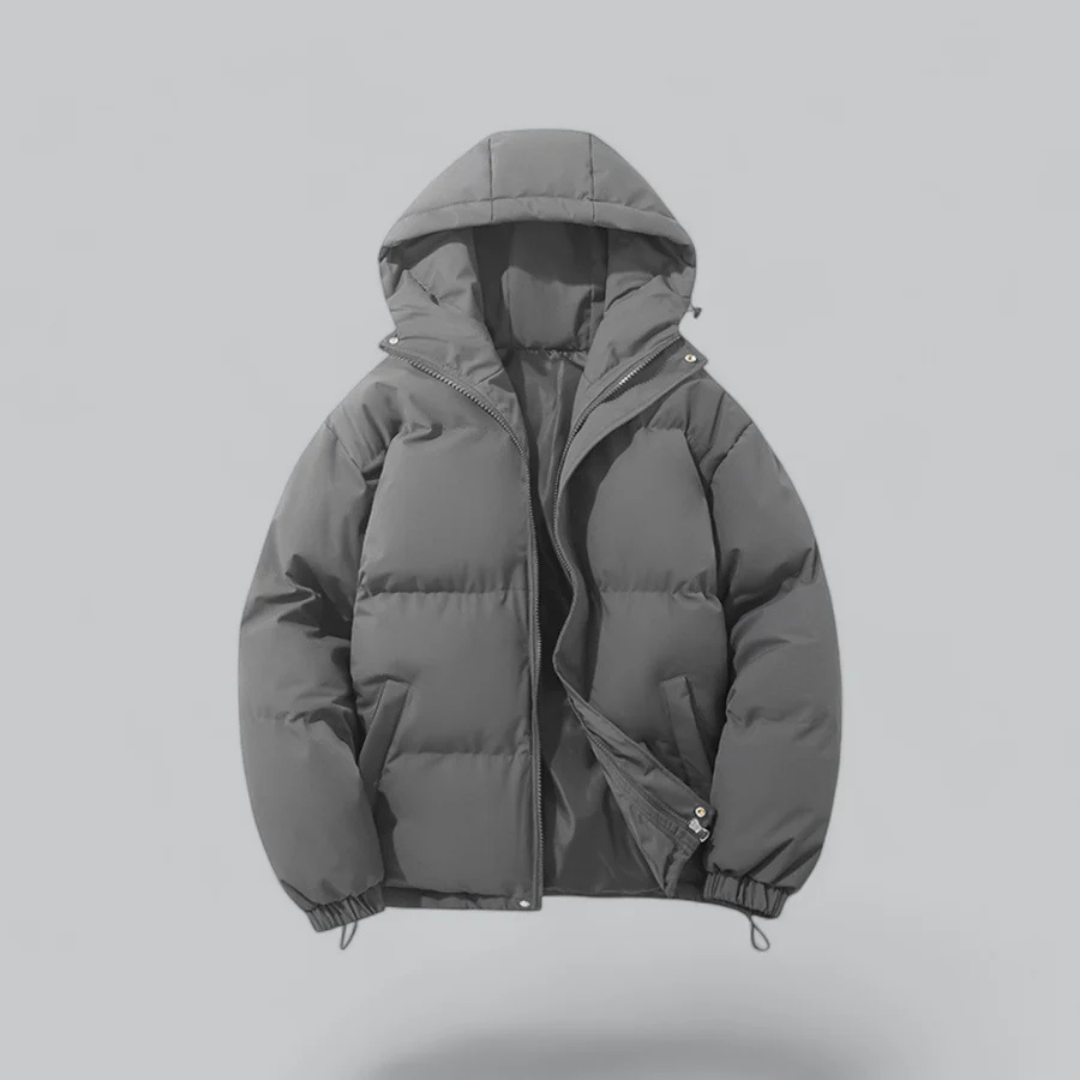 Herrenwinterjacke mit Kapuze | Reißverschlussform