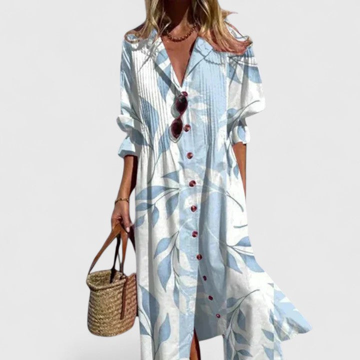 Damen Kleid | Kragen mit Knopfleiste und Midilänge