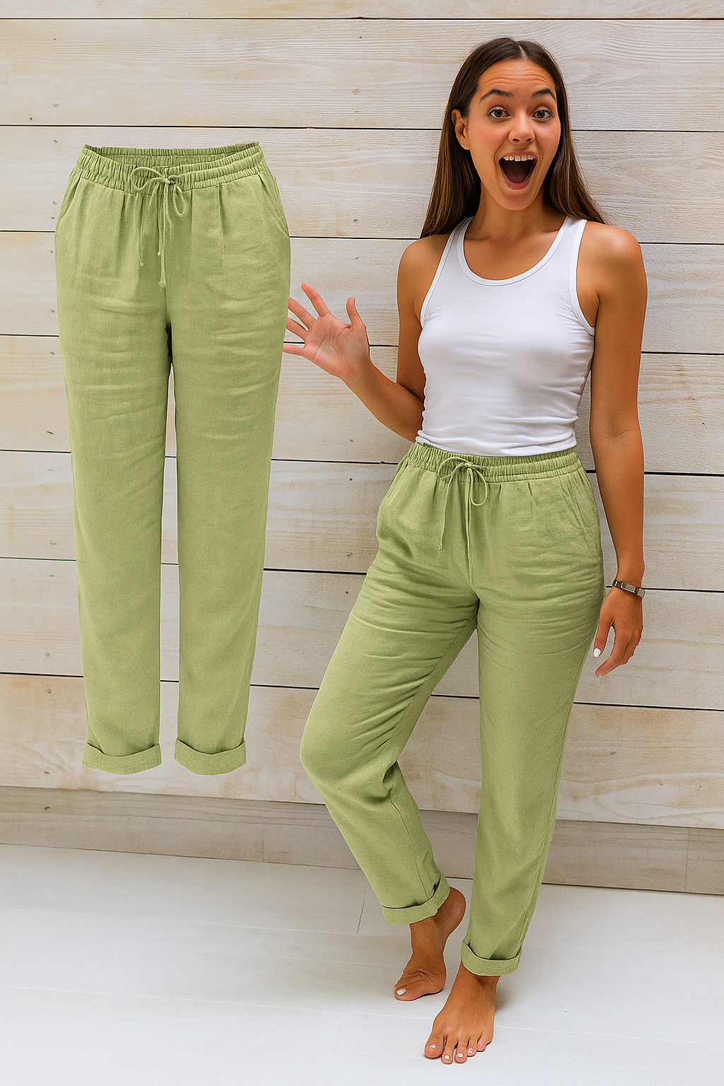 Damen Hose | elastischer Bund und Seitentaschen