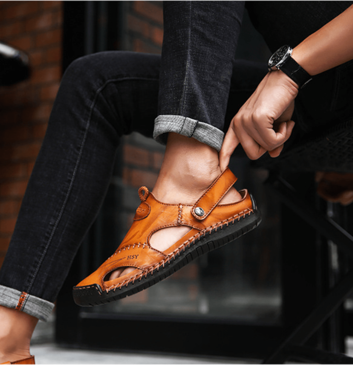 Herren Sandalen | offene Riemenform mit Fersenstütze