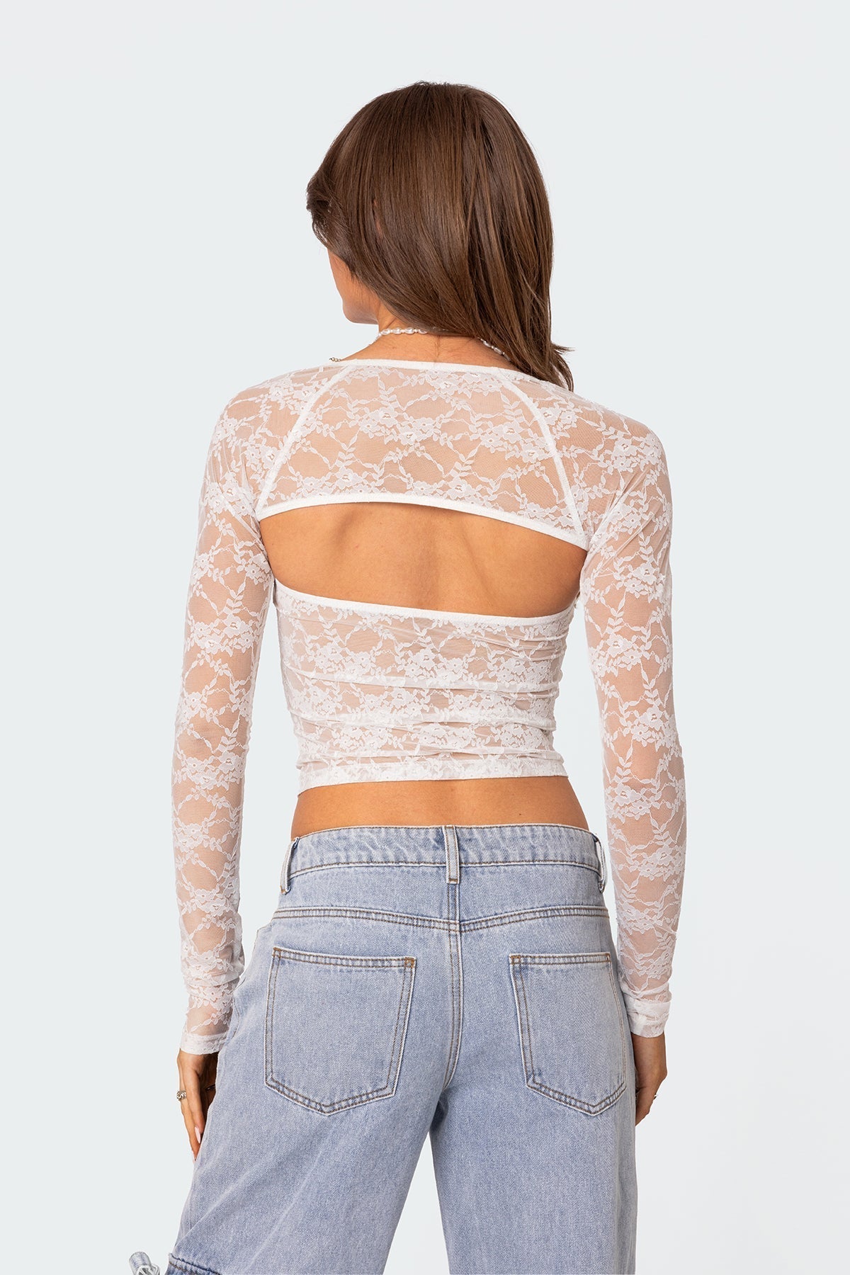 Damen Oberteil | zweiteilige Form mit transparenten Ärmeln