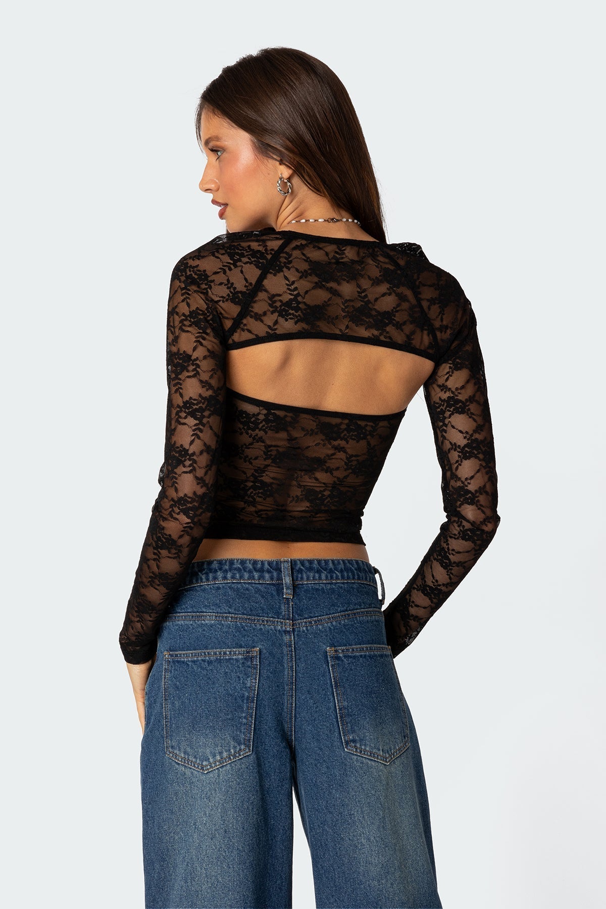 Damen Oberteil | zweiteilige Form mit transparenten Ärmeln