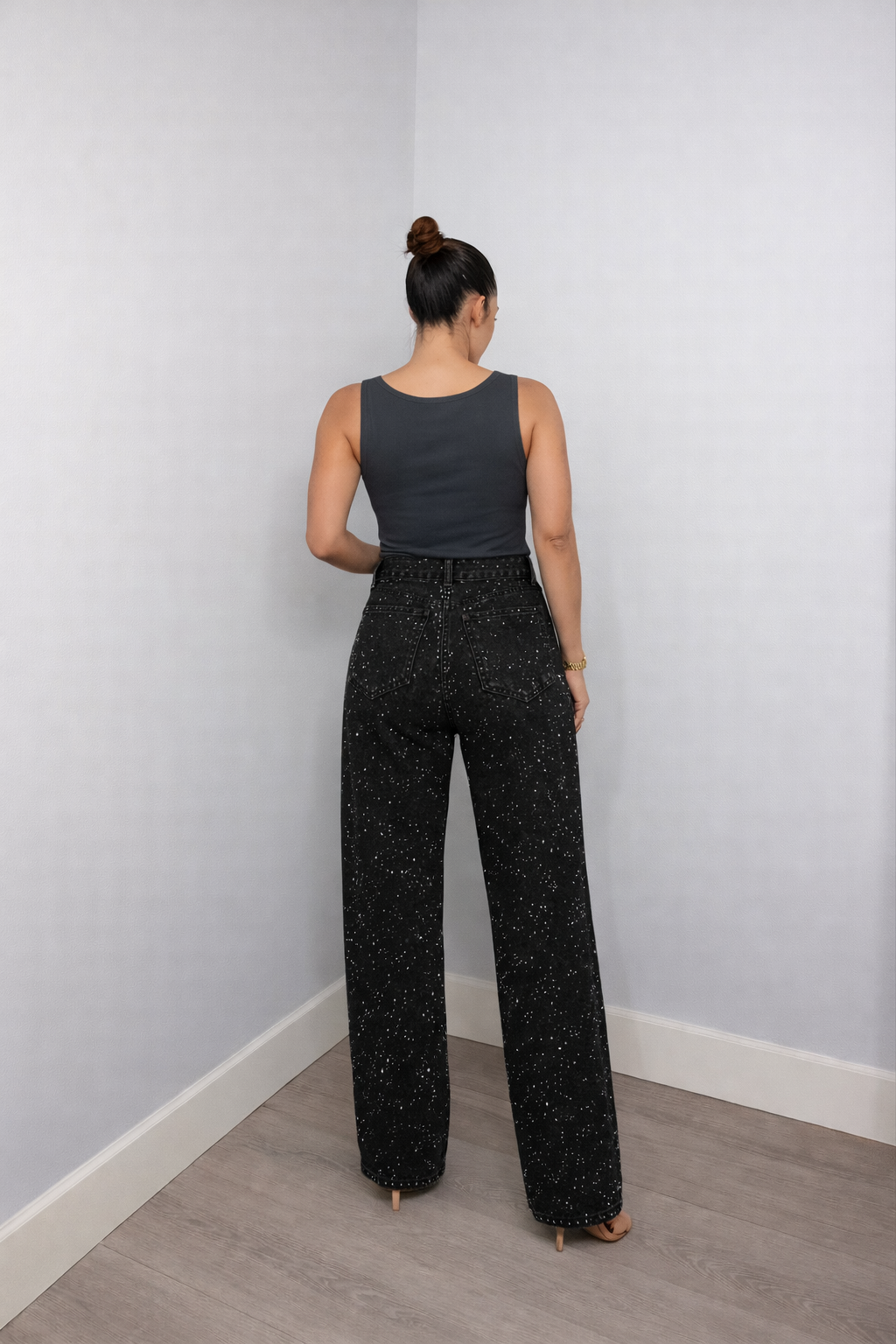 Damen Hose | Hoch geschnittene Ausführung mit Glitzerakzenten
