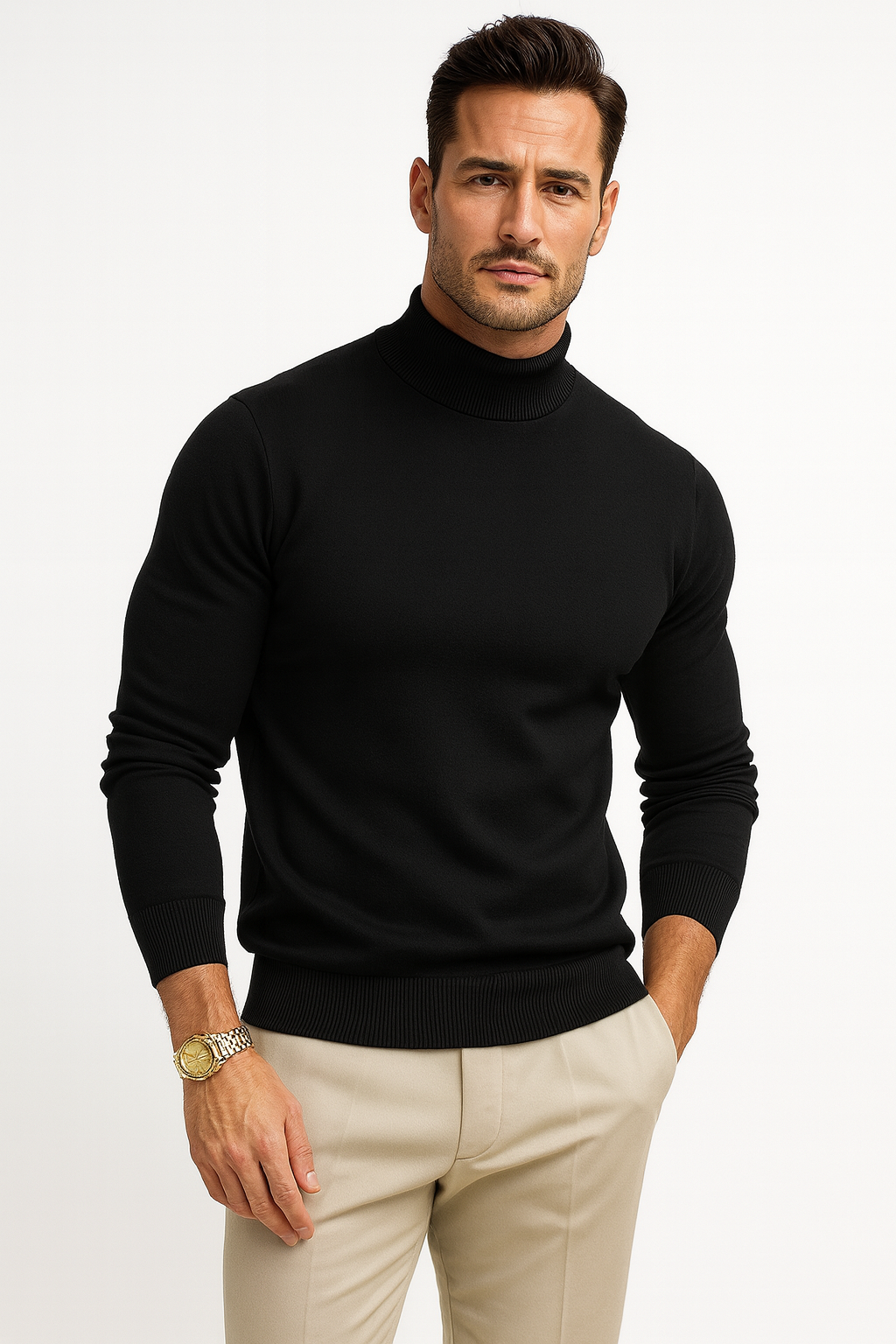 Herrenpullover | Rollkragen Langarm Pullover Körpernahe Passform
