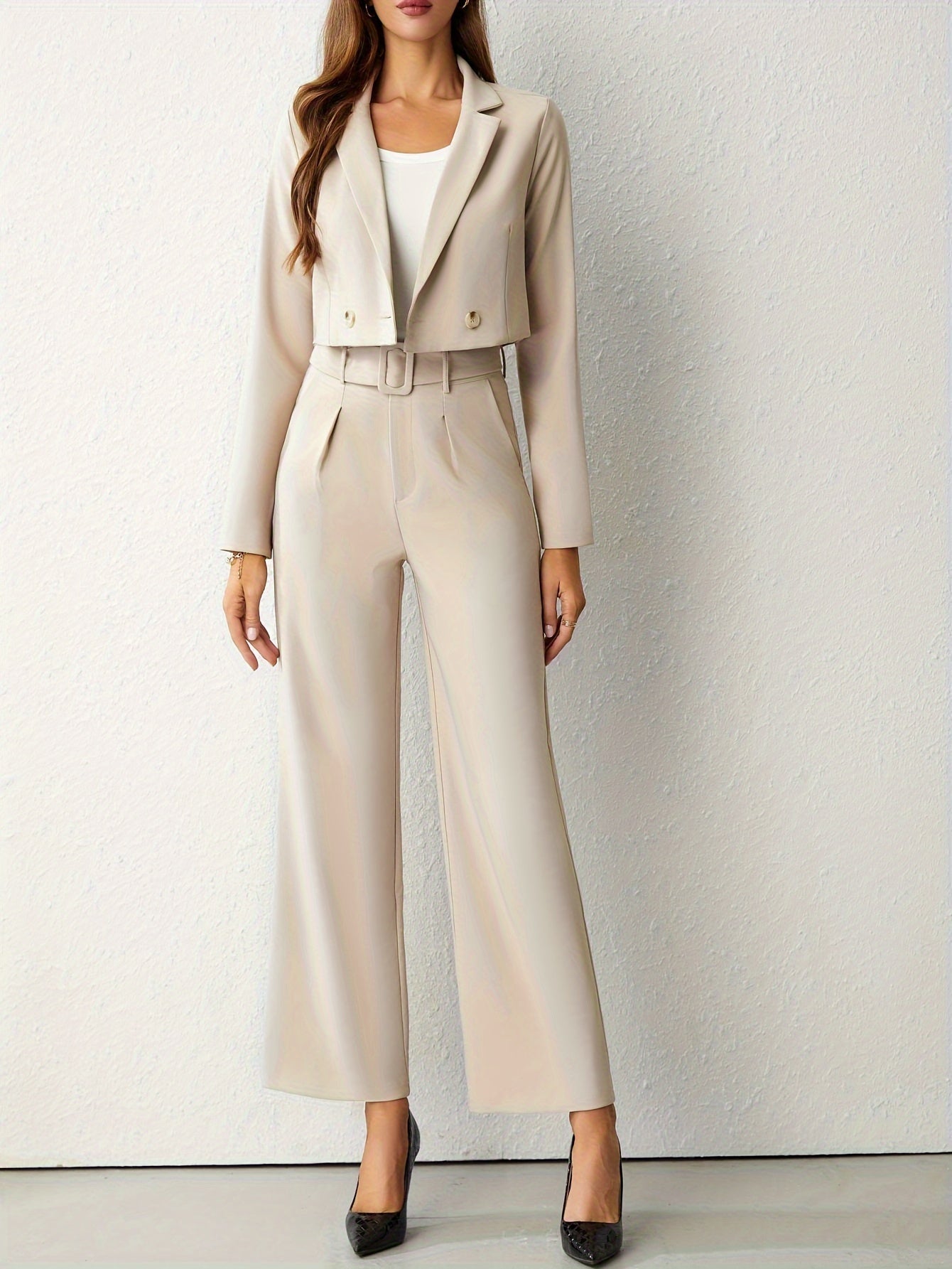 Damen Set | Zweiteilige Kombination mit Blazer und weiter Hose