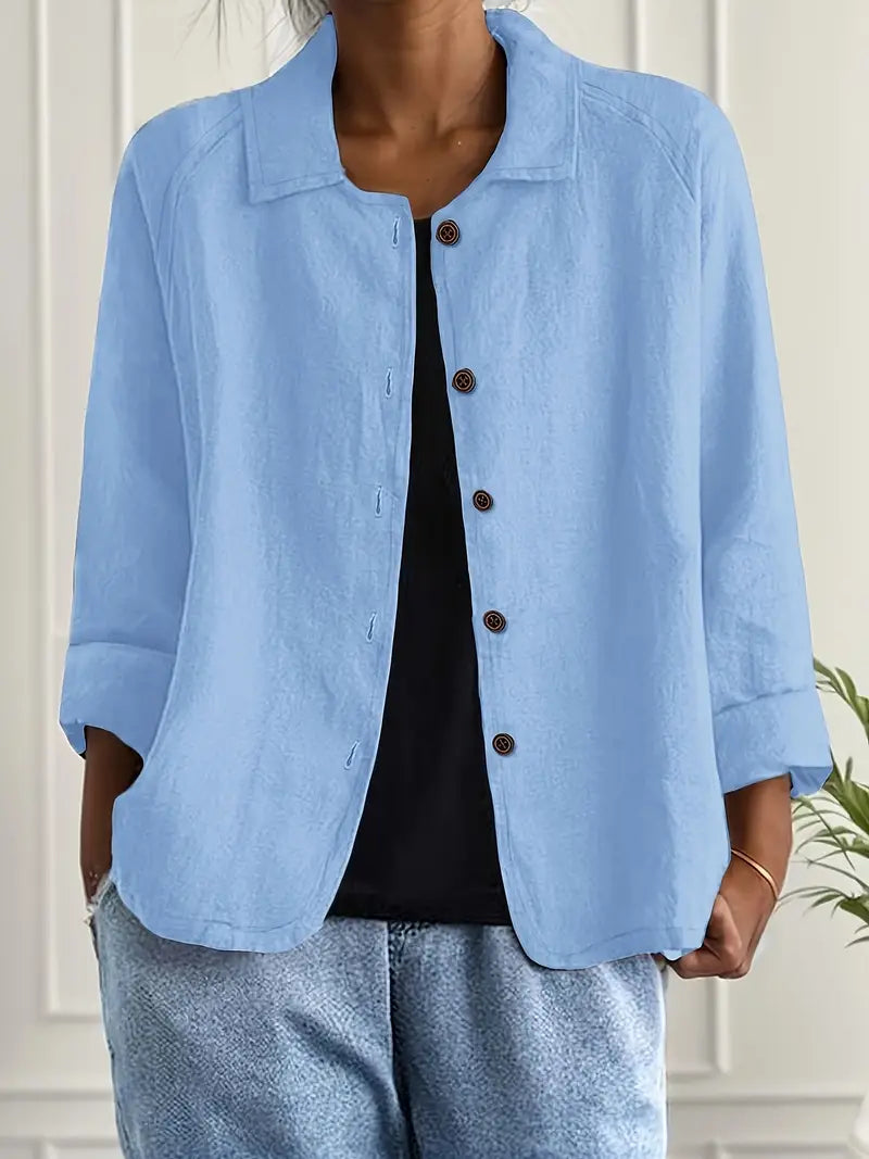 Damen Jacke | Knopfleiste mit Kragen und Kurzform