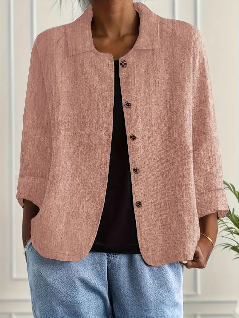 Damen Jacke | Knopfleiste mit Kragen und Kurzform