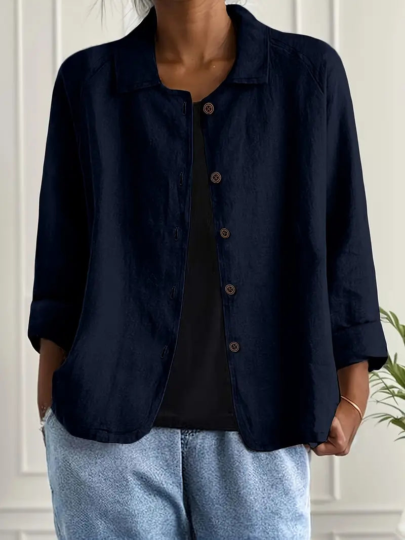 Damen Jacke | Knopfleiste mit Kragen und Kurzform