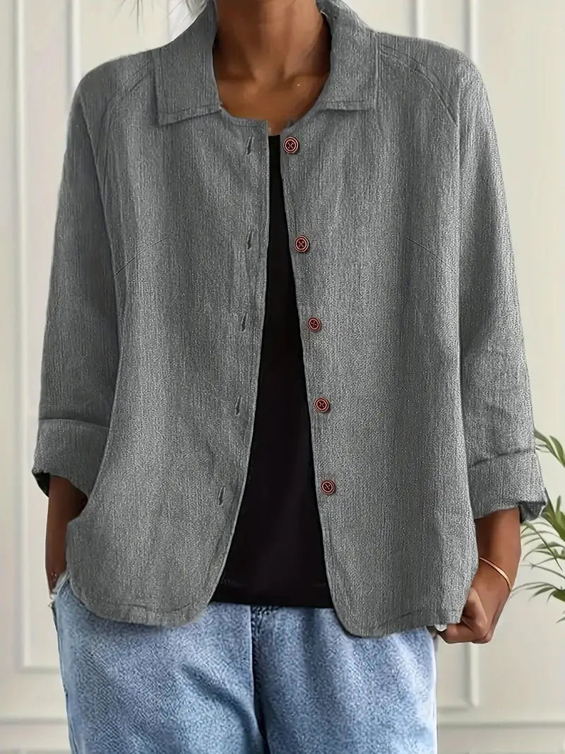 Damen Jacke | Knopfleiste mit Kragen und Kurzform