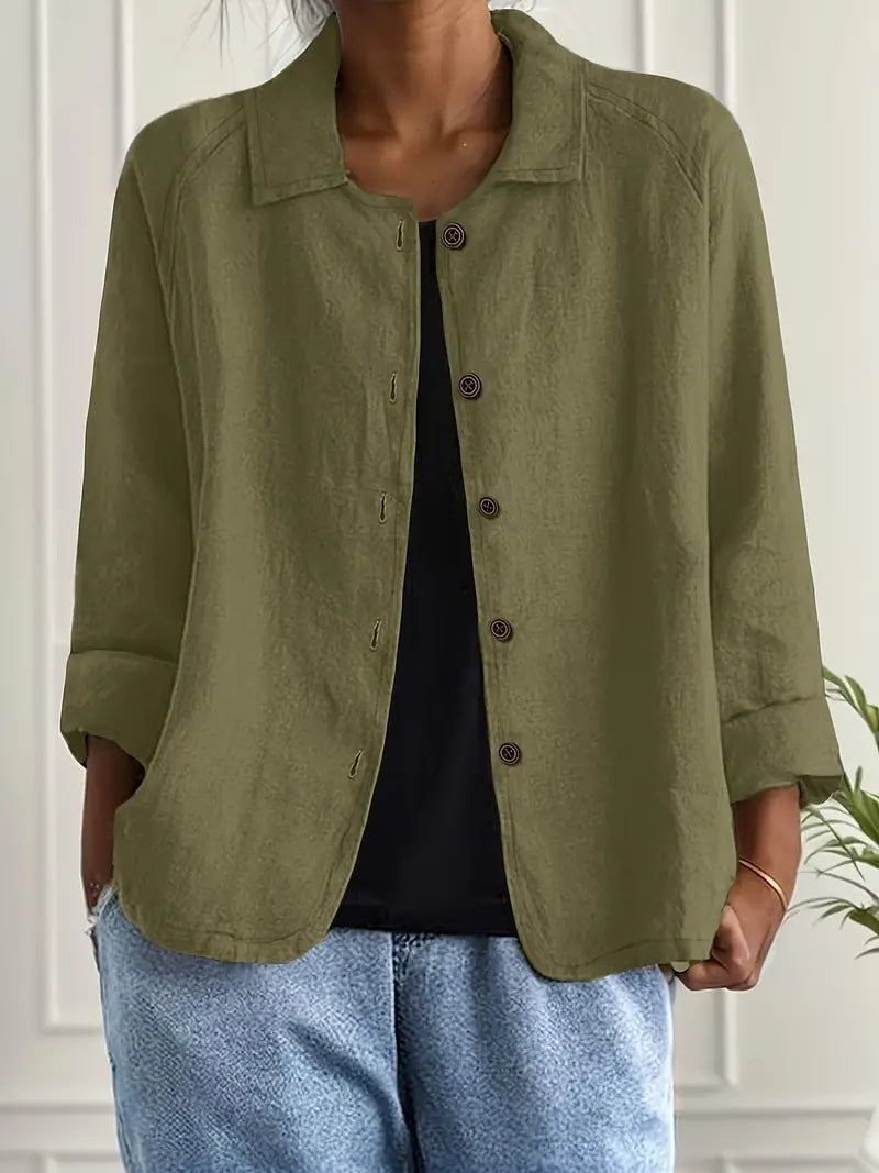 Damen Jacke | Knopfleiste mit Kragen und Kurzform