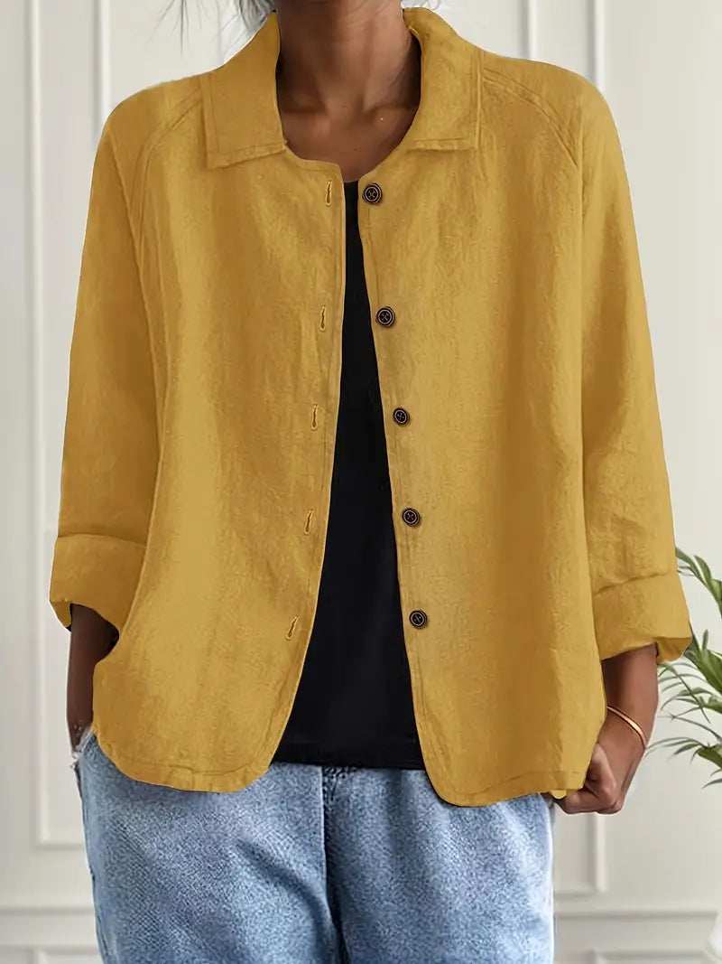 Damen Jacke | Knopfleiste mit Kragen und Kurzform