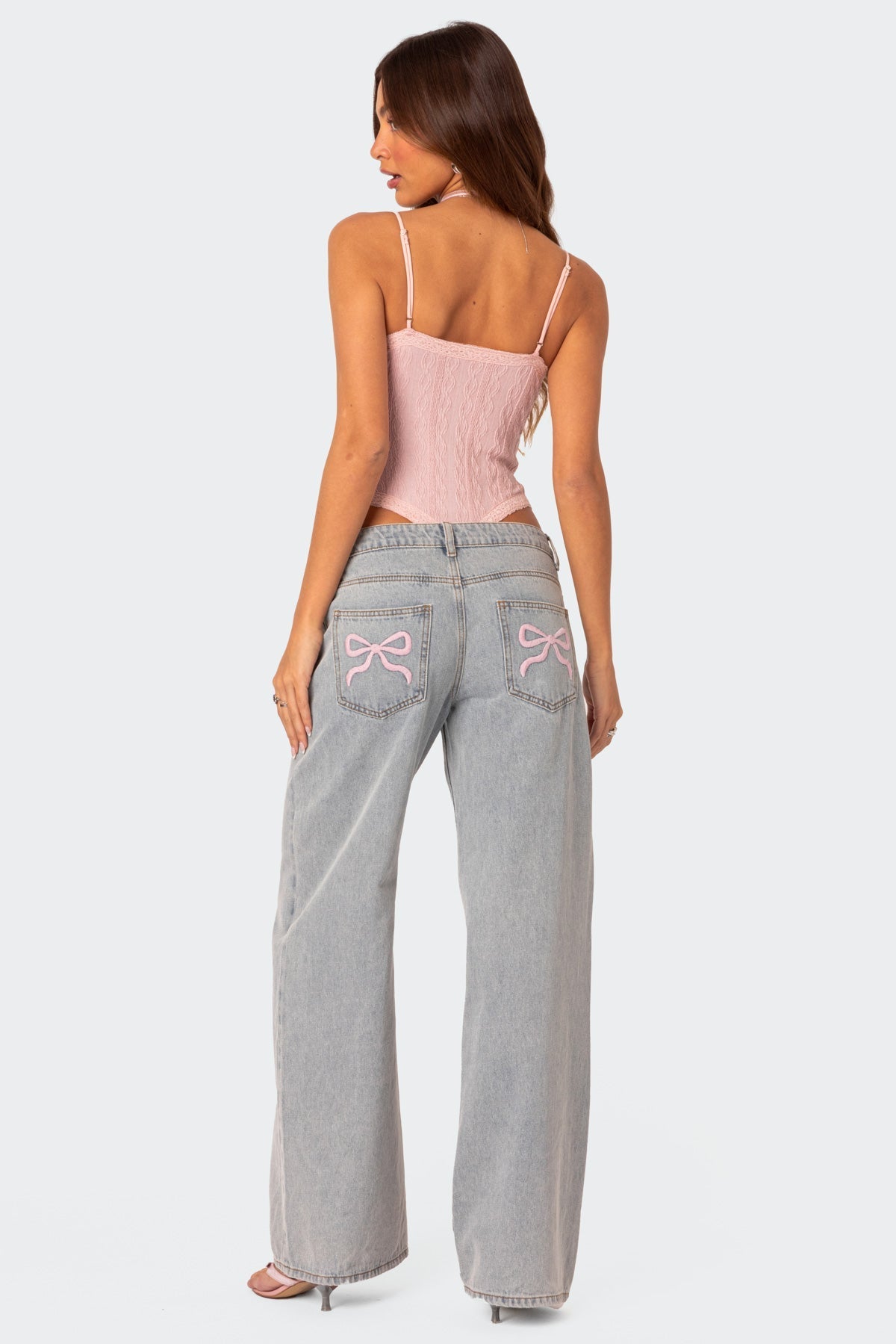 Damen Jeans | Weite Beine mit Schleifendetails am Bund