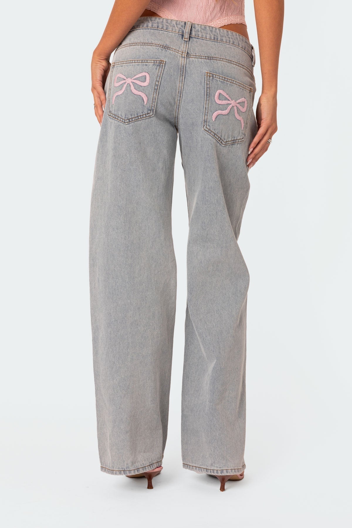Damen Jeans | Weite Beine mit Schleifendetails am Bund
