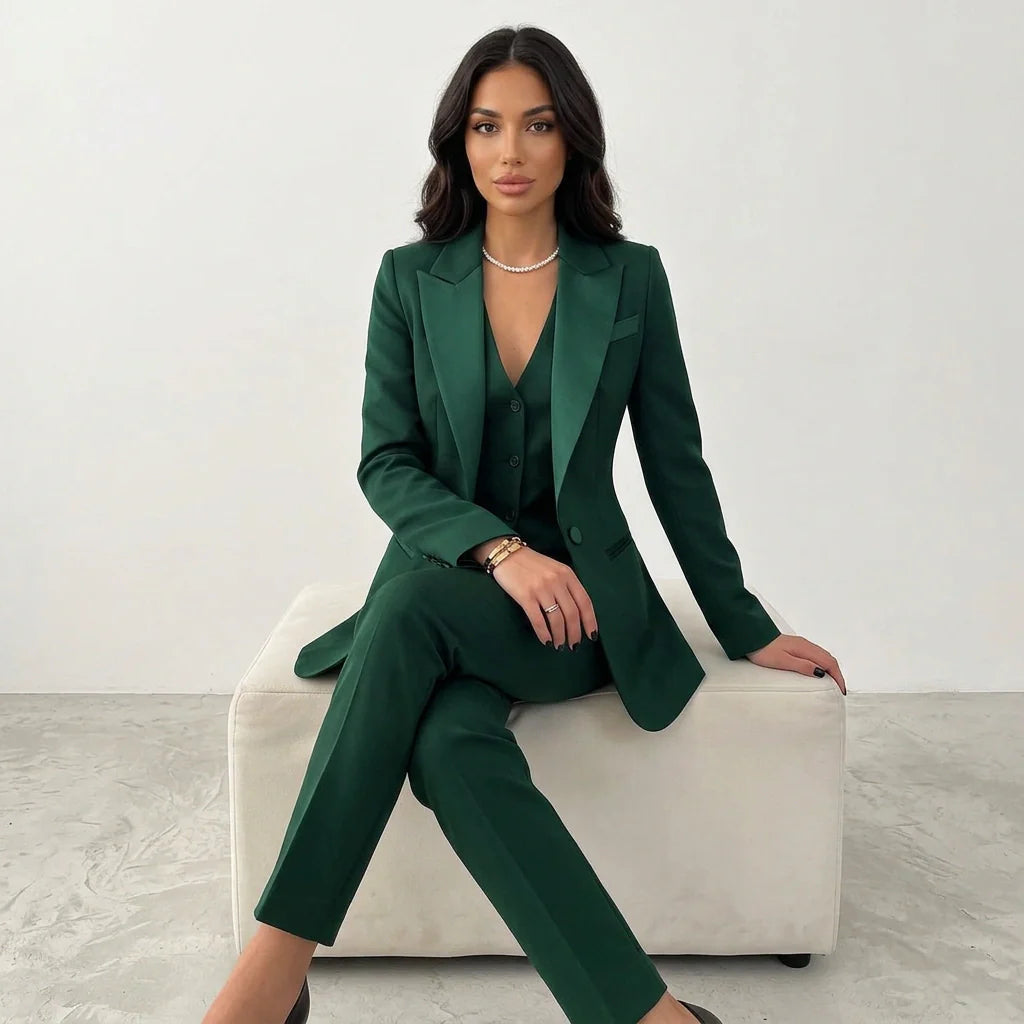 Damen Set | Blazer mit Weste und langer Hose