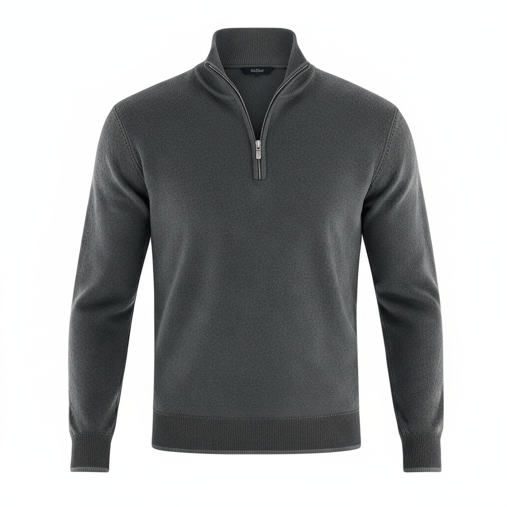 Herren Pullover | V-Ausschnitt mit Reißverschlussdetail