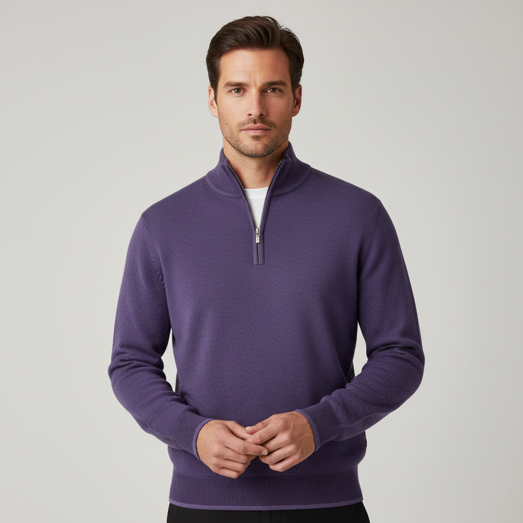 Herren Pullover | V-Ausschnitt mit Reißverschlussdetail